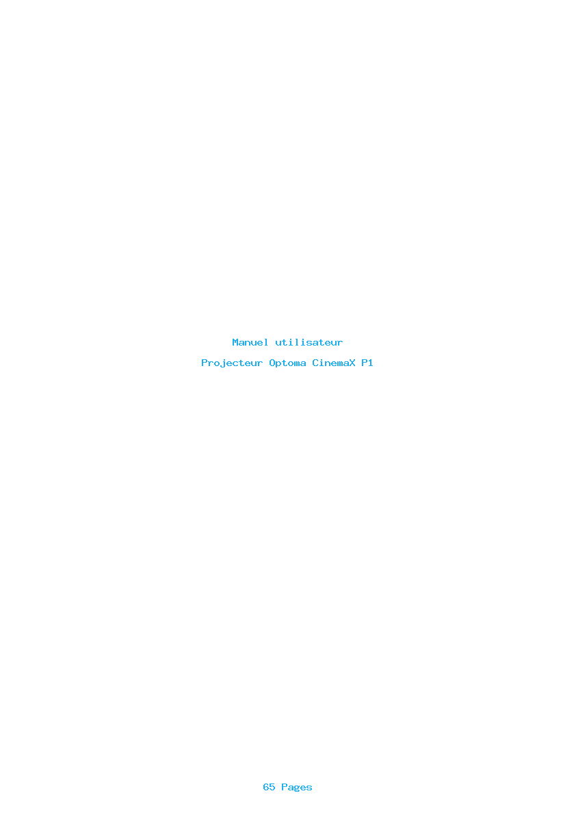 Page 1 de la notice Manuel utilisateur Optoma CinemaX P1