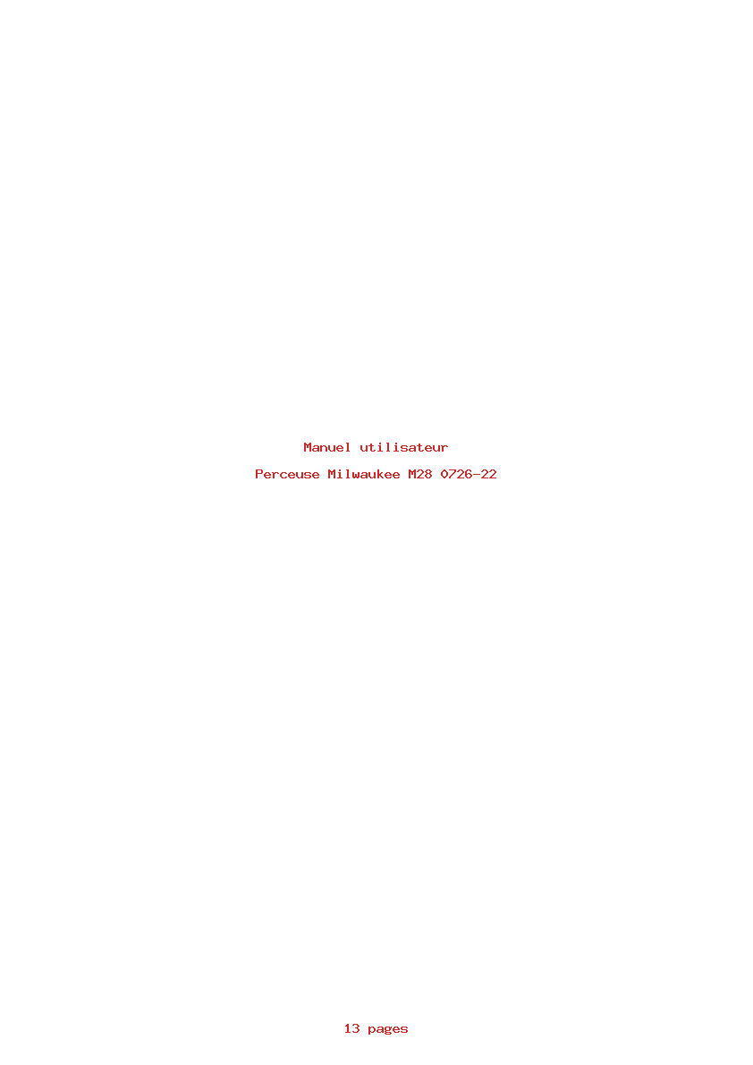 Page 1 de la notice Manuel utilisateur Milwaukee M28 0726-22