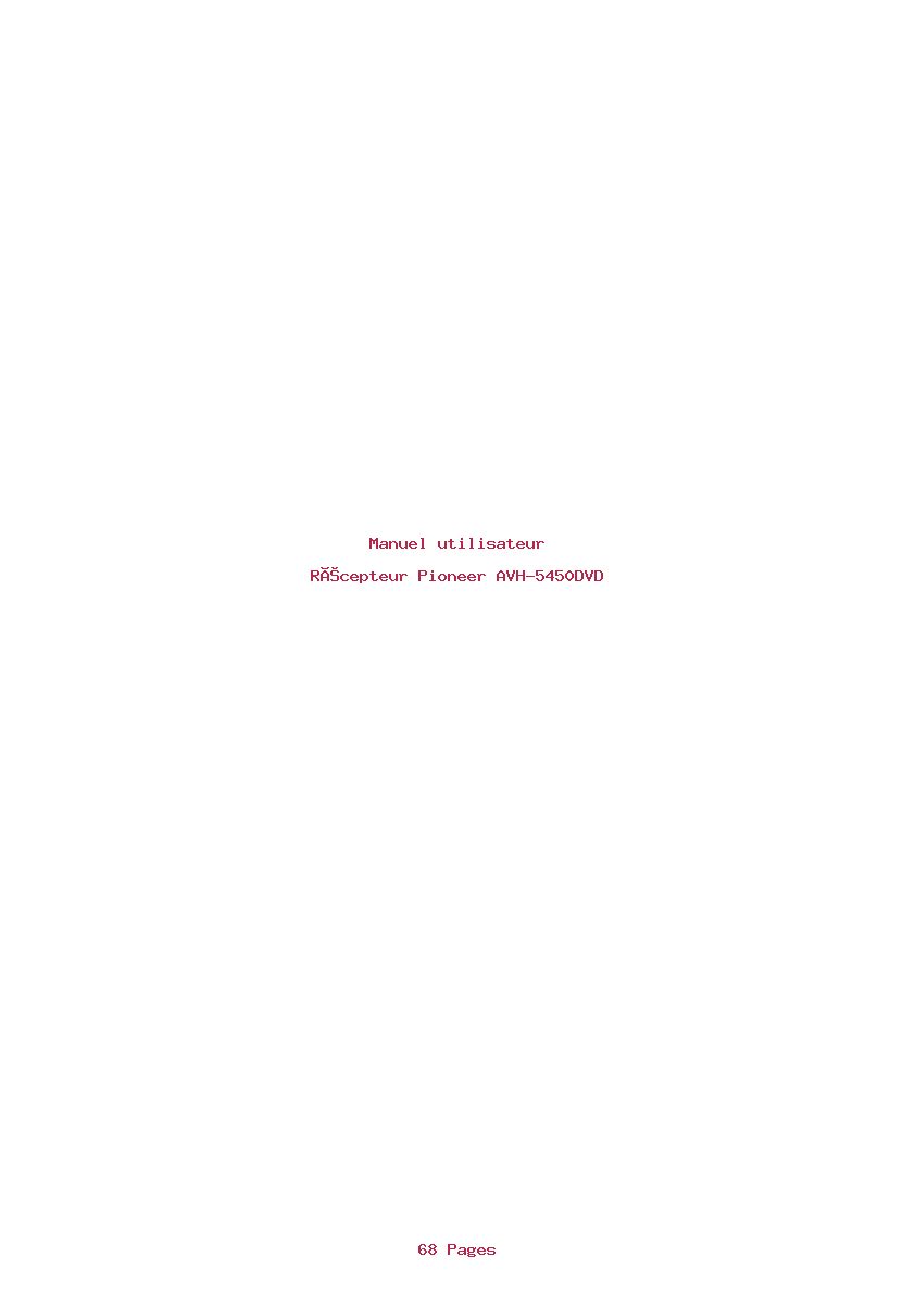 Page 1 de la notice Manuel utilisateur Pioneer AVH-5450DVD