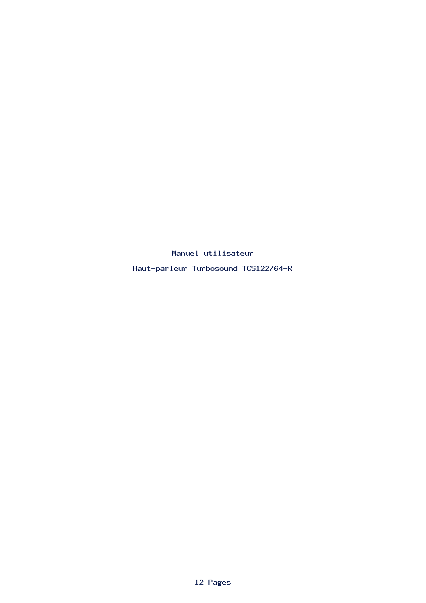 Page 1 de la notice Manuel utilisateur Turbosound TCS122/64-R