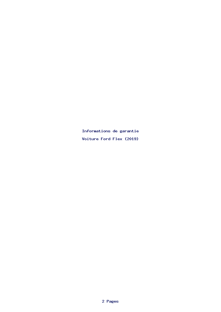 Page 1 de la notice Informations de garantie Ford Flex (2019)