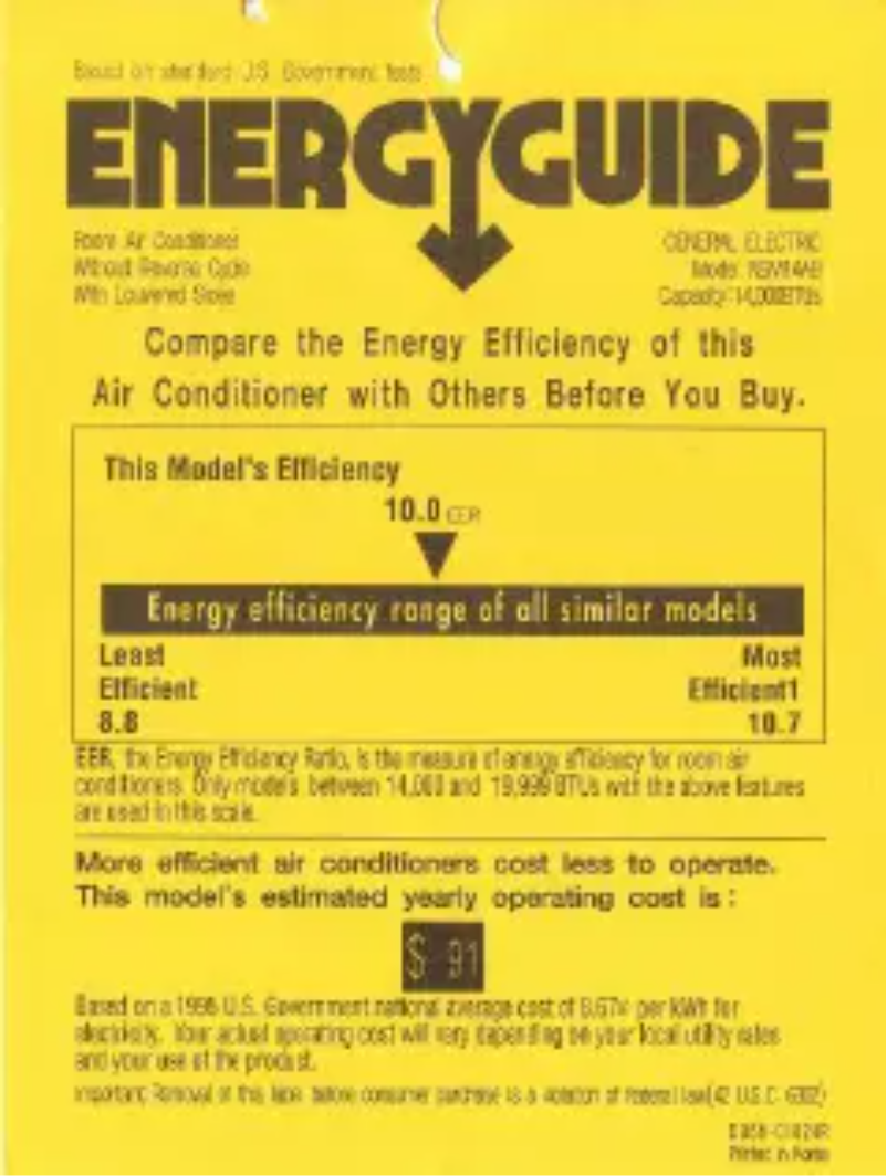 Página 1 del manual Etiqueta energética GE Profile ASM14AB