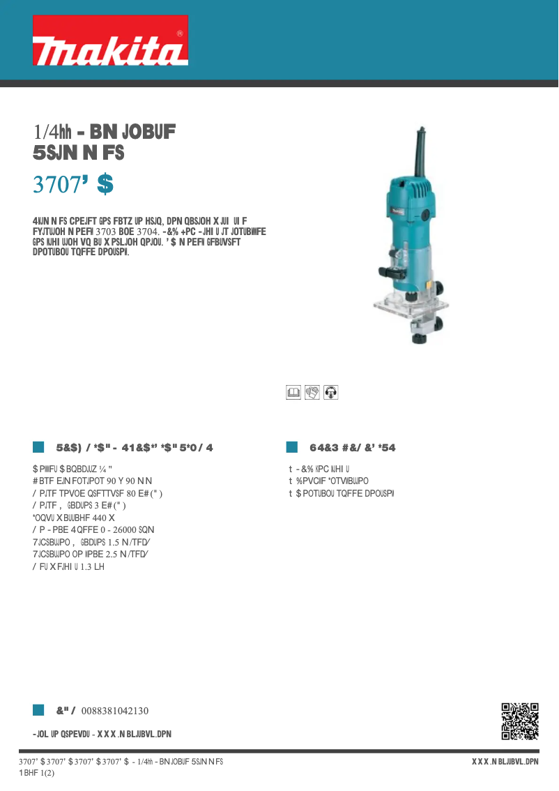 Page 1 of the manual Technical Sheet Makita 3707FC