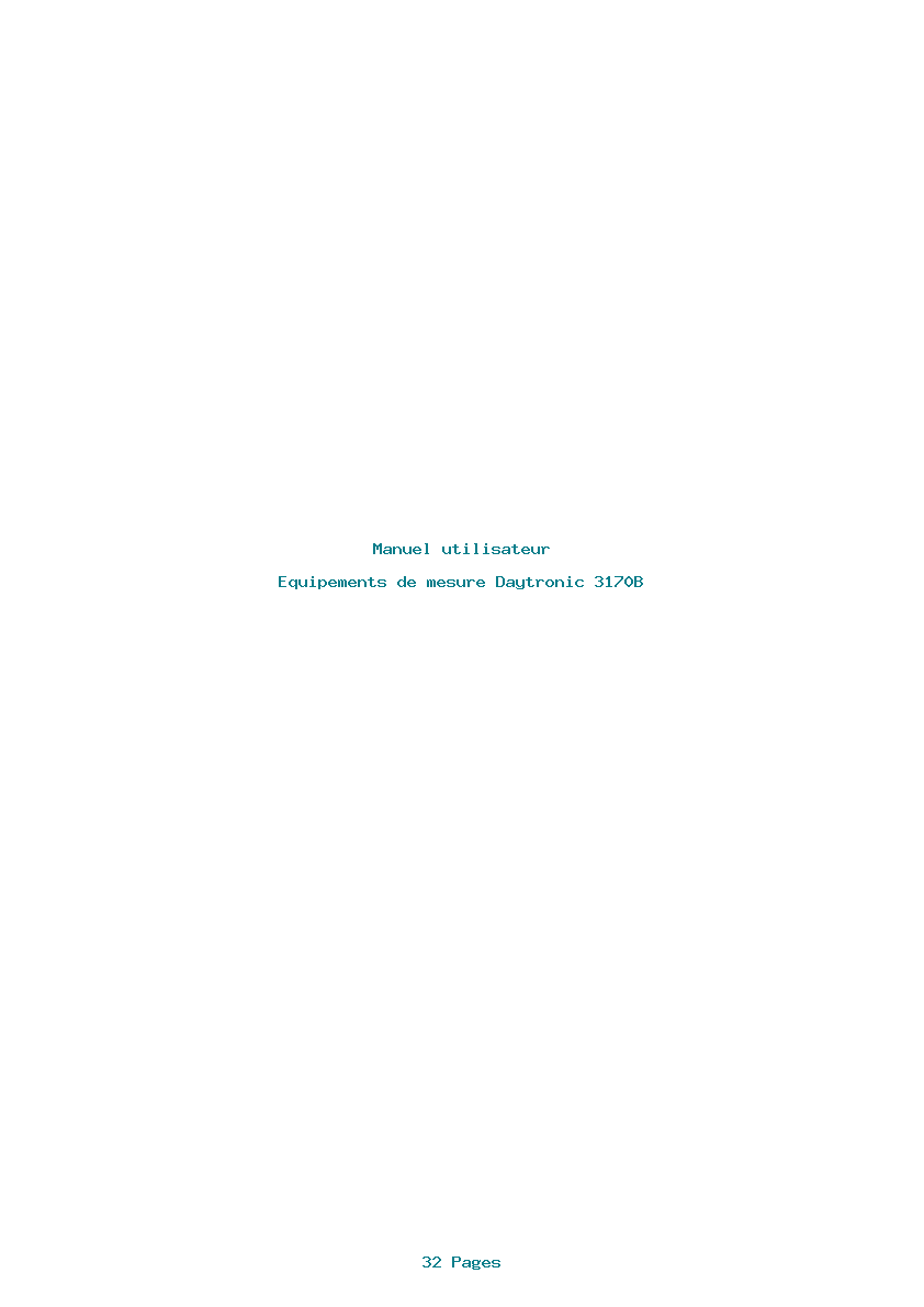 Page 1 de la notice Manuel utilisateur Daytronic 3170B
