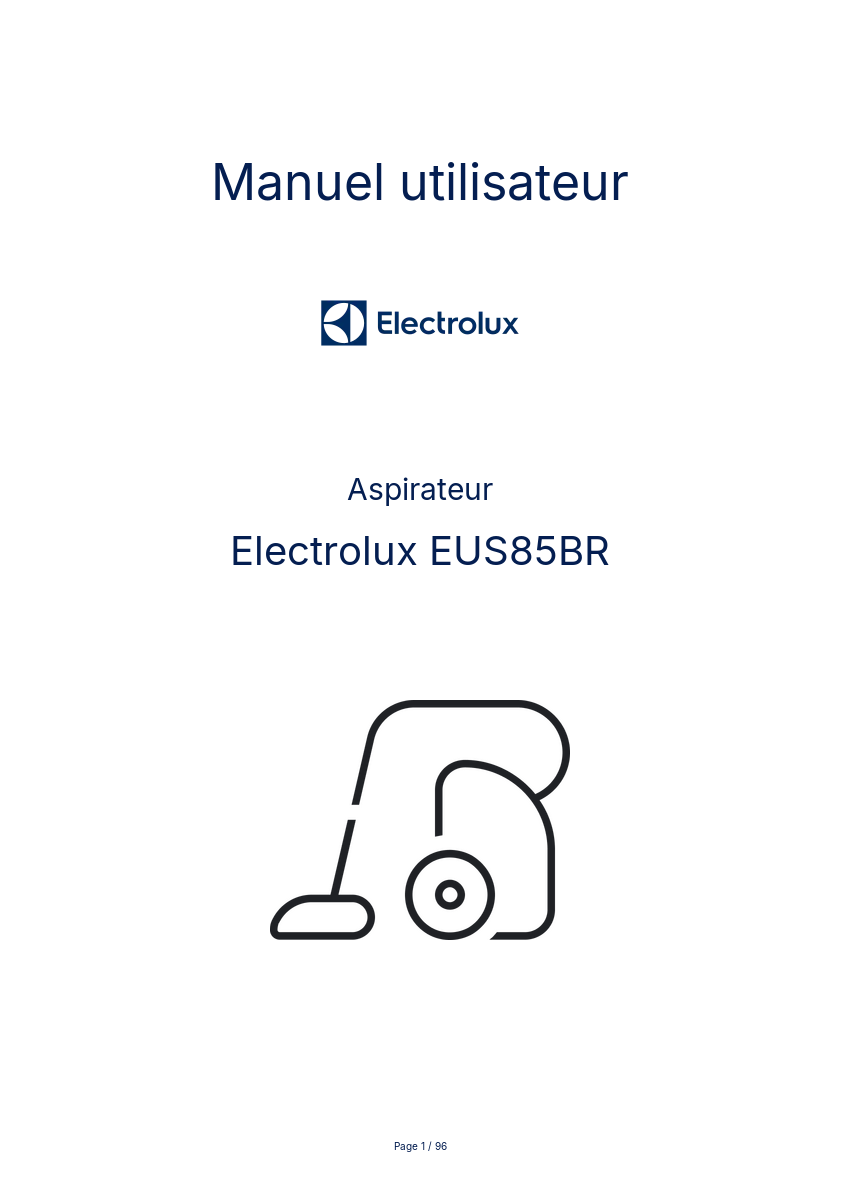 Image de la première page du manuel de l'appareil EUS85BR