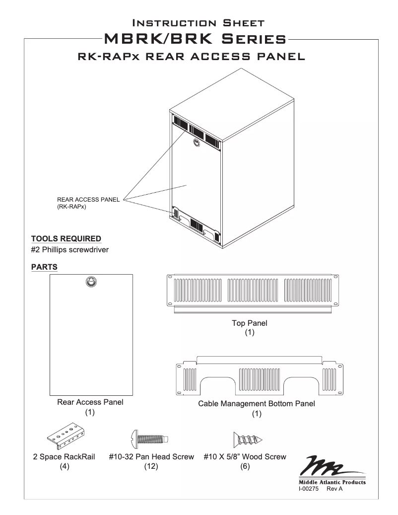 Page 1 de la notice Manuel utilisateur Middle Atlantic RK-RAP12