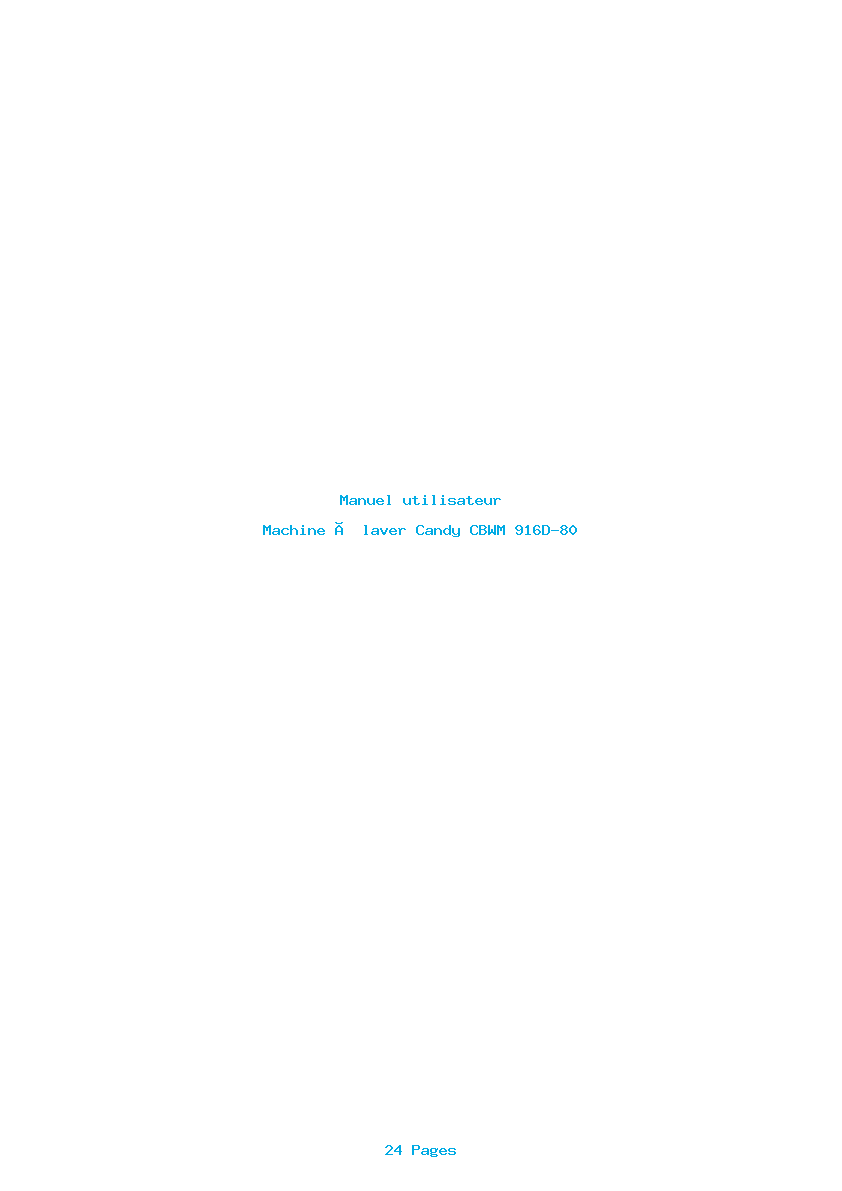 Page 1 de la notice Manuel utilisateur Candy CBWM 916D-80