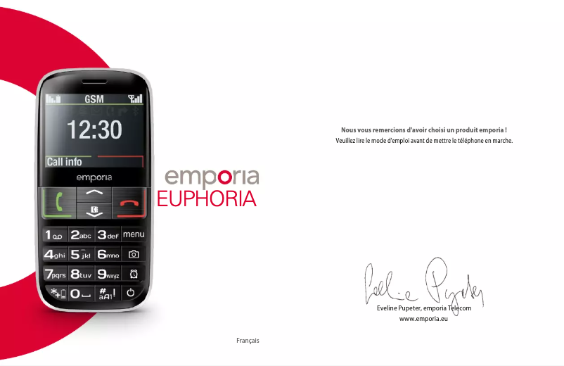 Page 1 de la notice Manuel utilisateur Emporia Euphoria