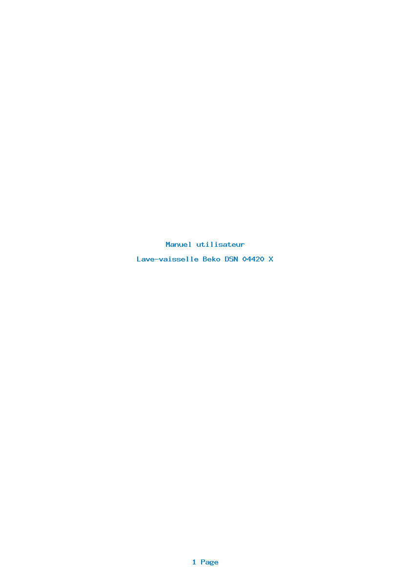 Page 1 de la notice Manuel utilisateur Beko DSN 04420 X