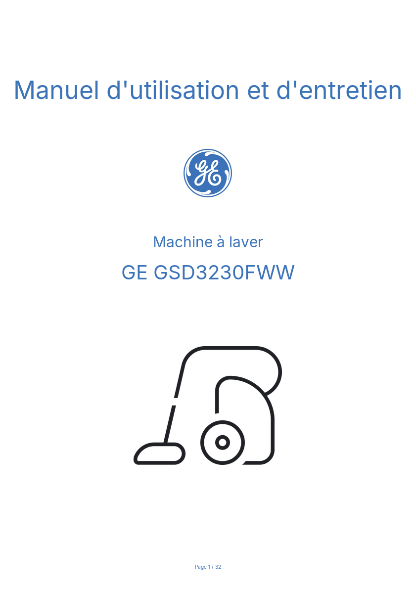 Image de la première page du manuel de l'appareil GSD3230FWW