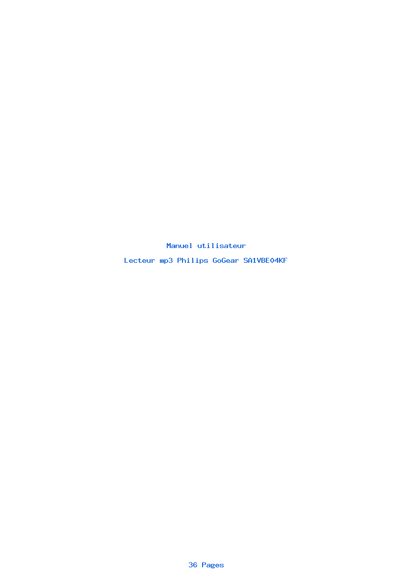 Image de la première page du manuel de l'appareil GoGear SA1VBE04KF