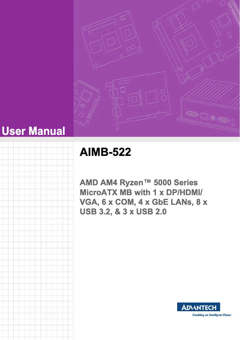 Page 1 of the manual User Manual Advantech AIMB-522