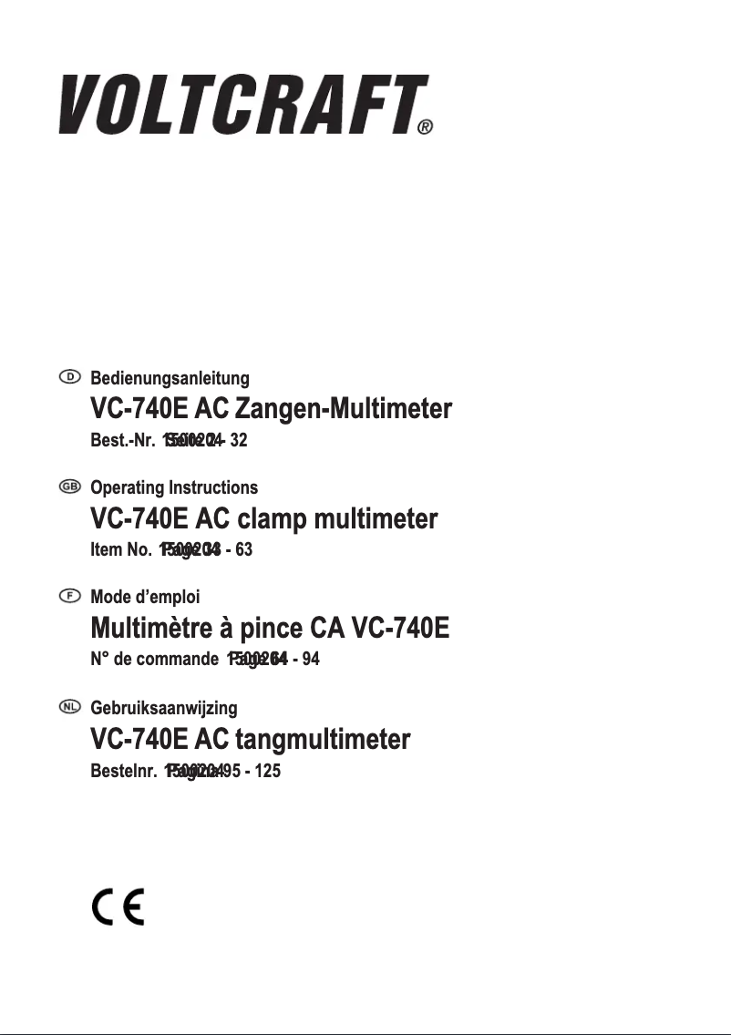 Page 1 de la notice Manuel utilisateur Voltcraft VC-740