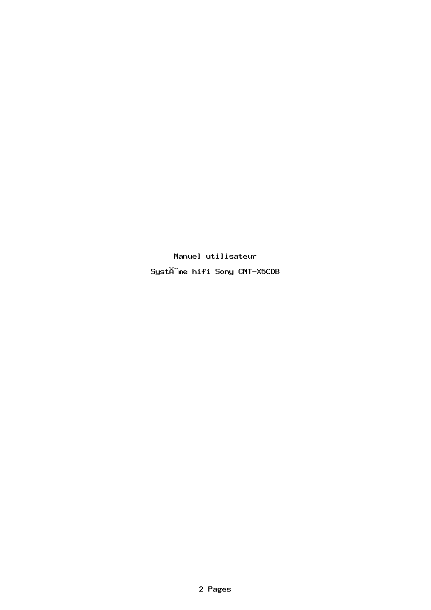 Page 1 de la notice Manuel utilisateur Sony CMT-X5CDB