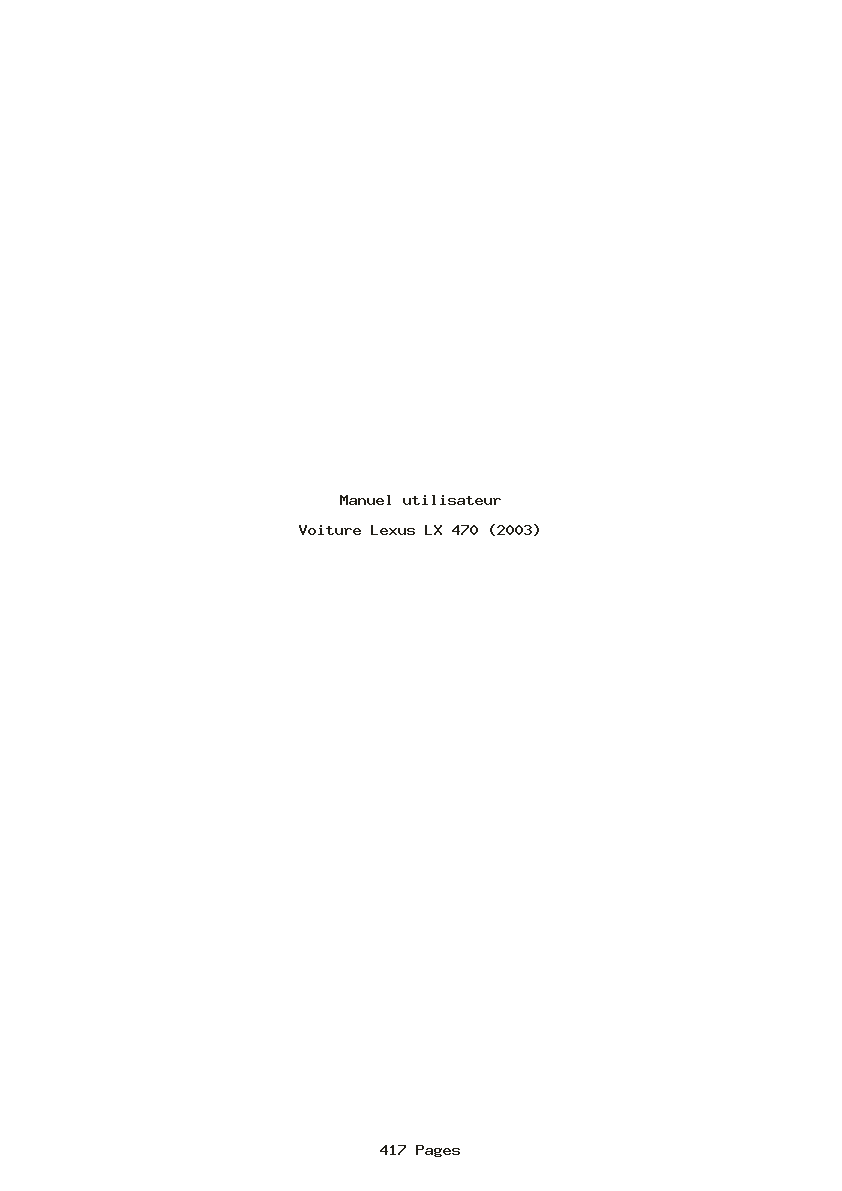 Page 1 de la notice Manuel utilisateur Lexus LX 470 (2003)