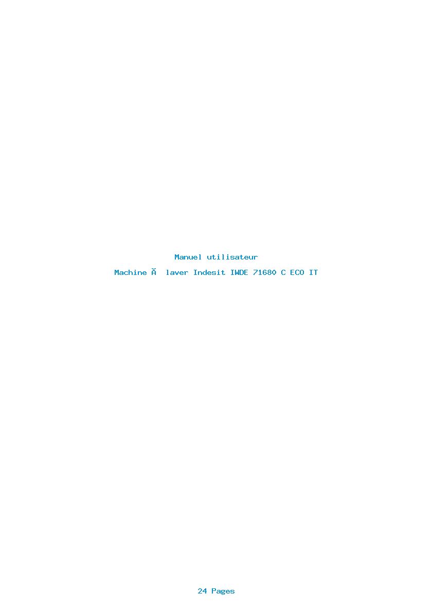 Page 1 de la notice Manuel utilisateur Indesit IWDE 71680 C ECO IT