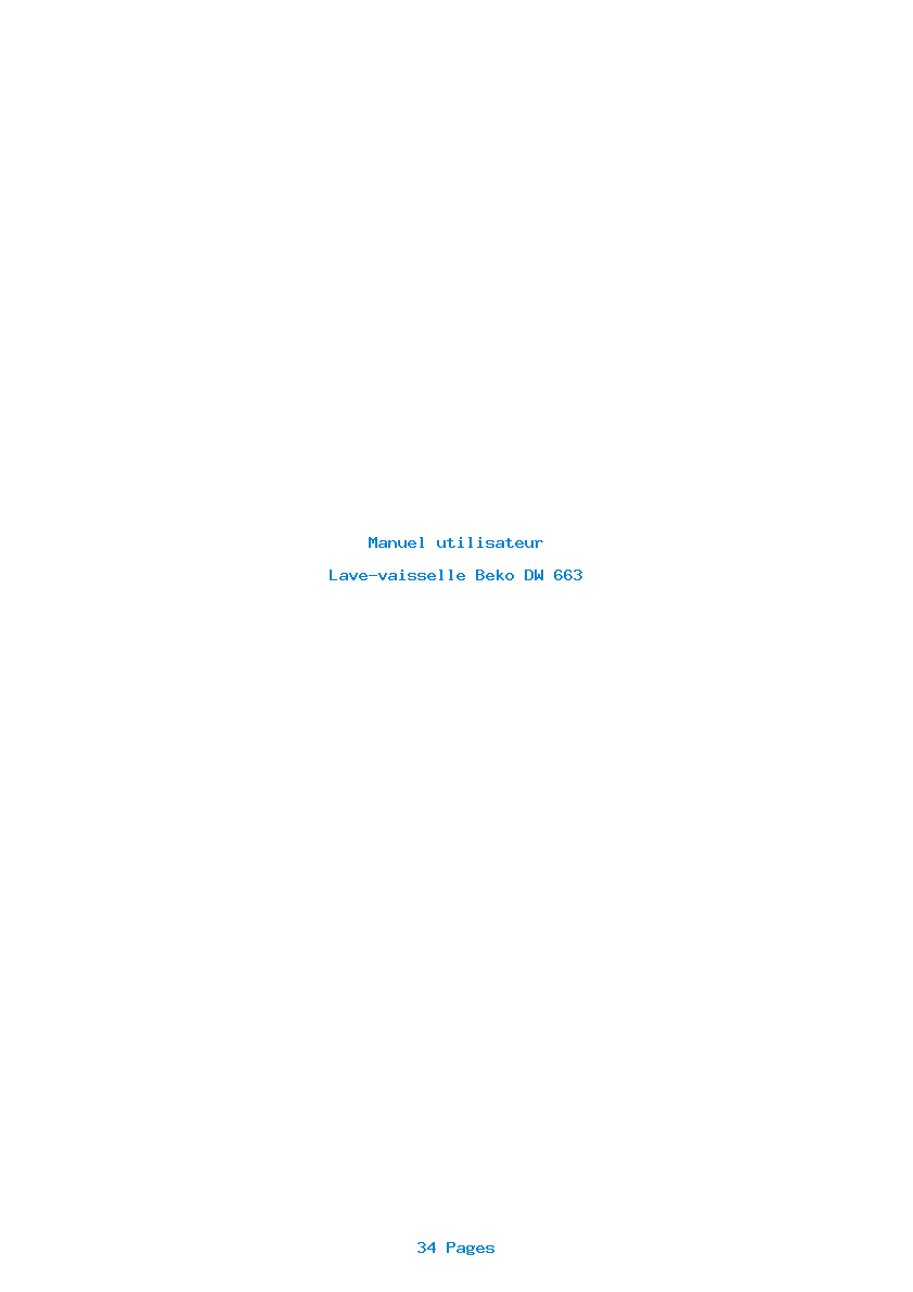 Page 1 de la notice Manuel utilisateur Beko DW 663