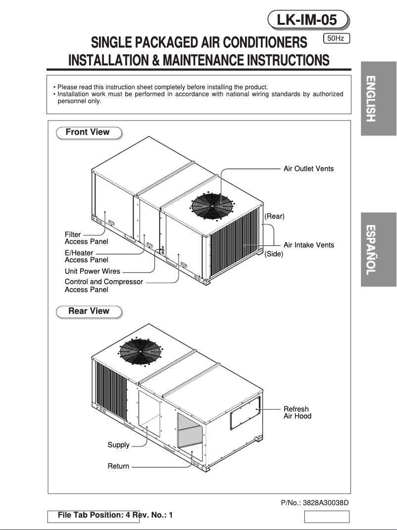 Page 1 de la notice Guide d'installation LG LK-2580CH