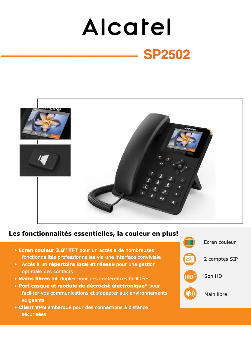 Página nº 1 - Ficha técnica Alcatel SP2502