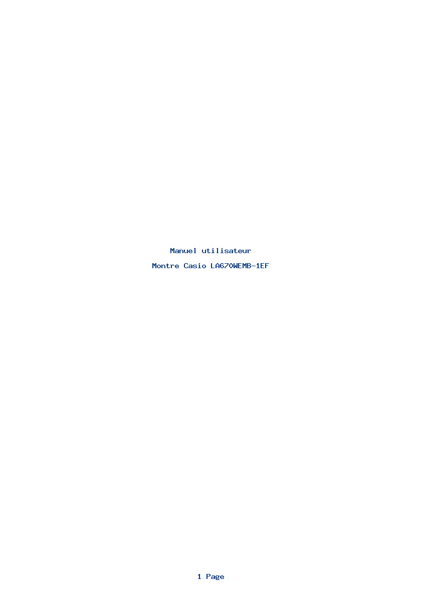 Page 1 de la notice Manuel utilisateur Casio LA670WEMB-1EF