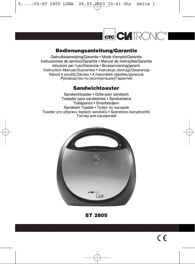 Page 1 of the manual User Manual Clatronic ST 2805