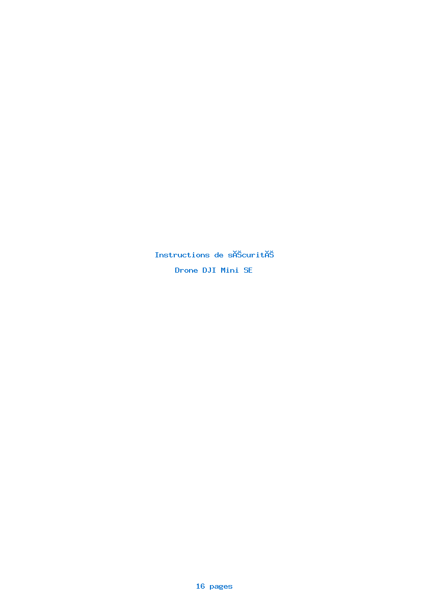 Page 1 de la notice Instructions de sécurité DJI Mini SE