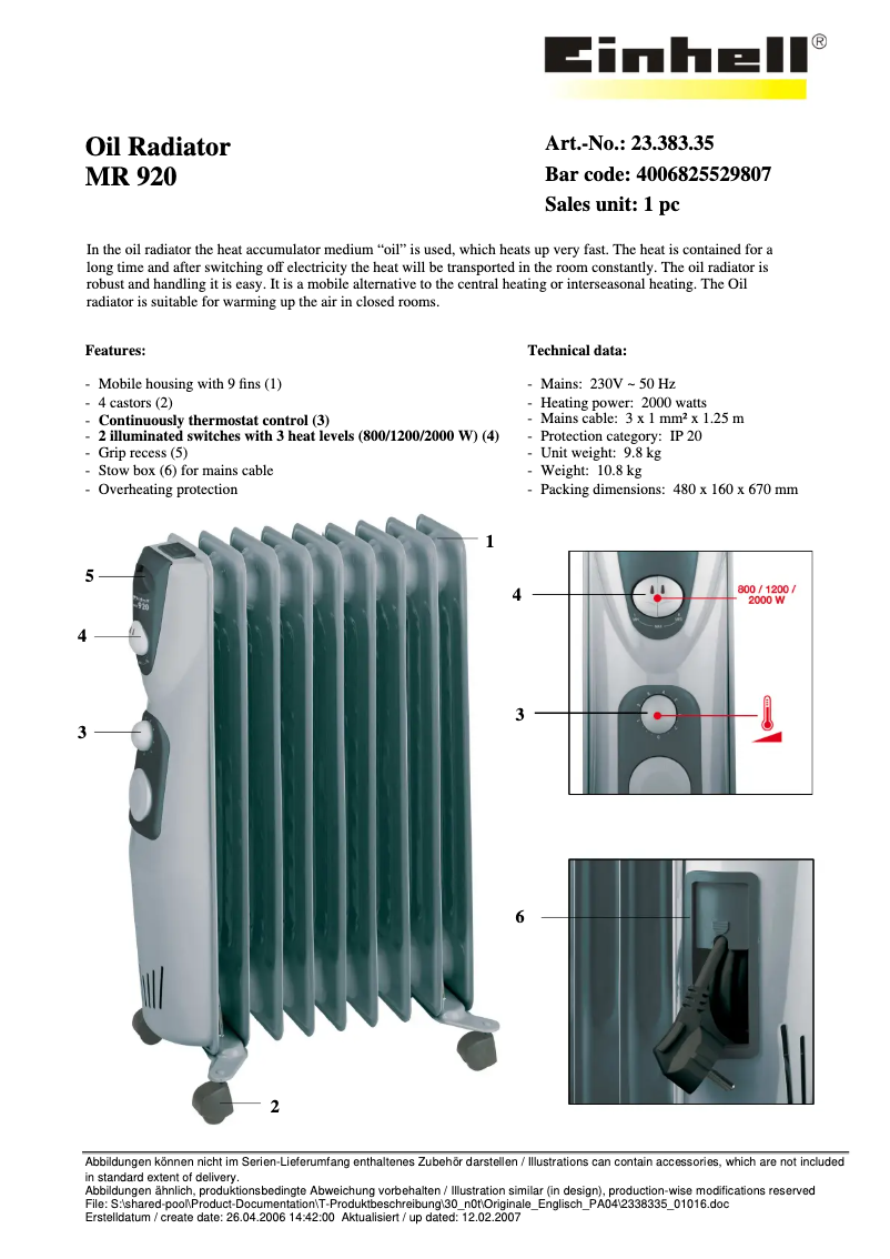Página 1 del manual Manual de usuario Einhell MR 920