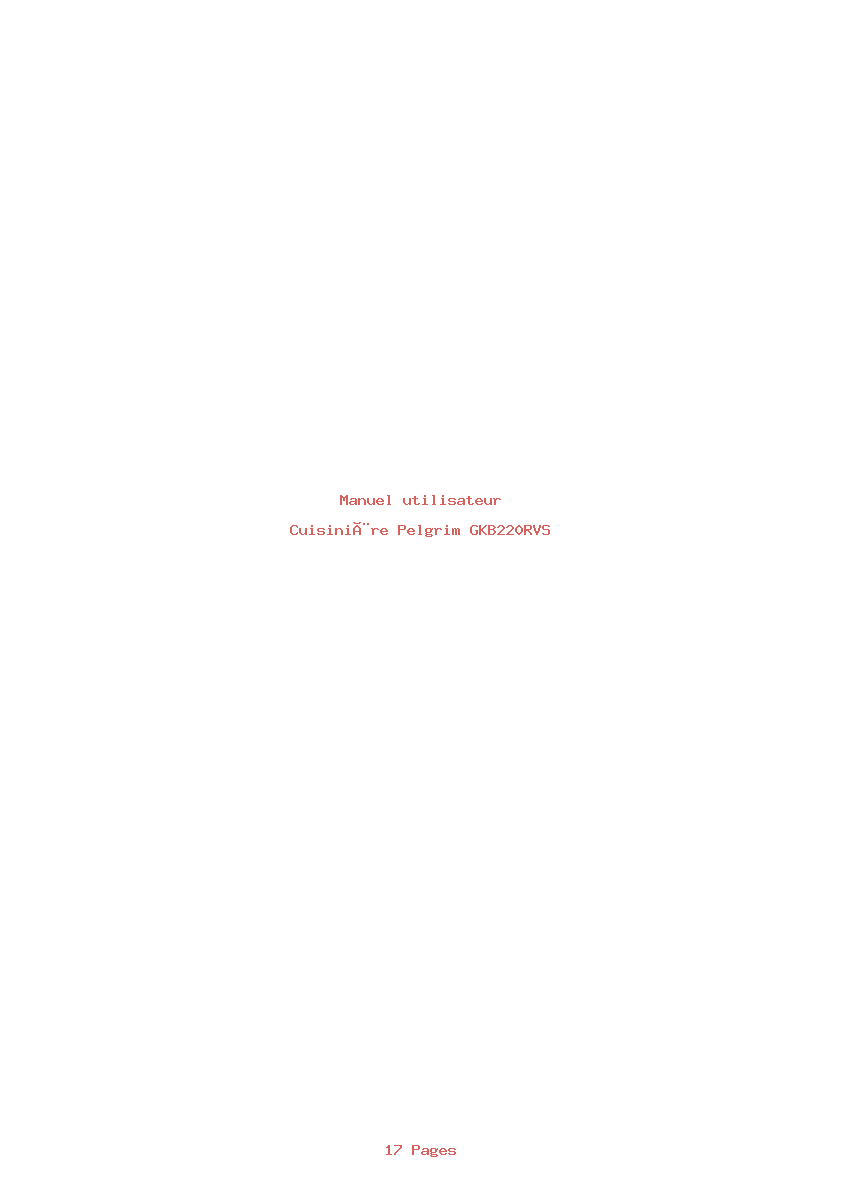 Page 1 de la notice Manuel utilisateur Pelgrim GKB220RVS