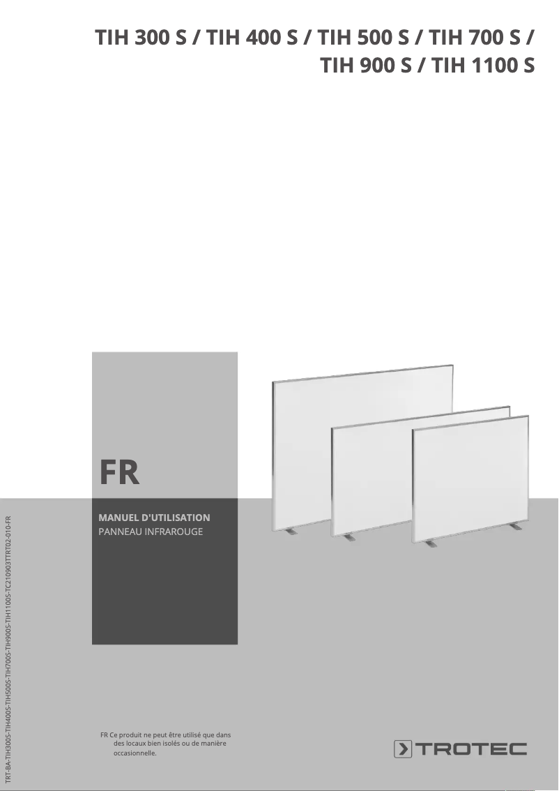 Page 1 de la notice Manuel utilisateur Trotec TIH 1100 S