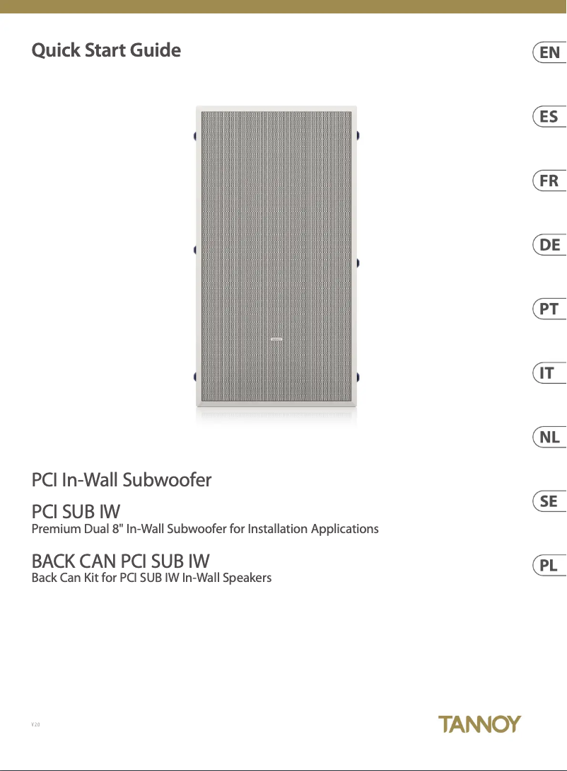 Page 1 de la notice Manuel utilisateur Tannoy PCI SUB IW WITH BACK CAN