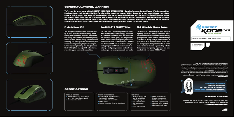 Page 1 de la notice Manuel utilisateur Roccat Kone Pure Military