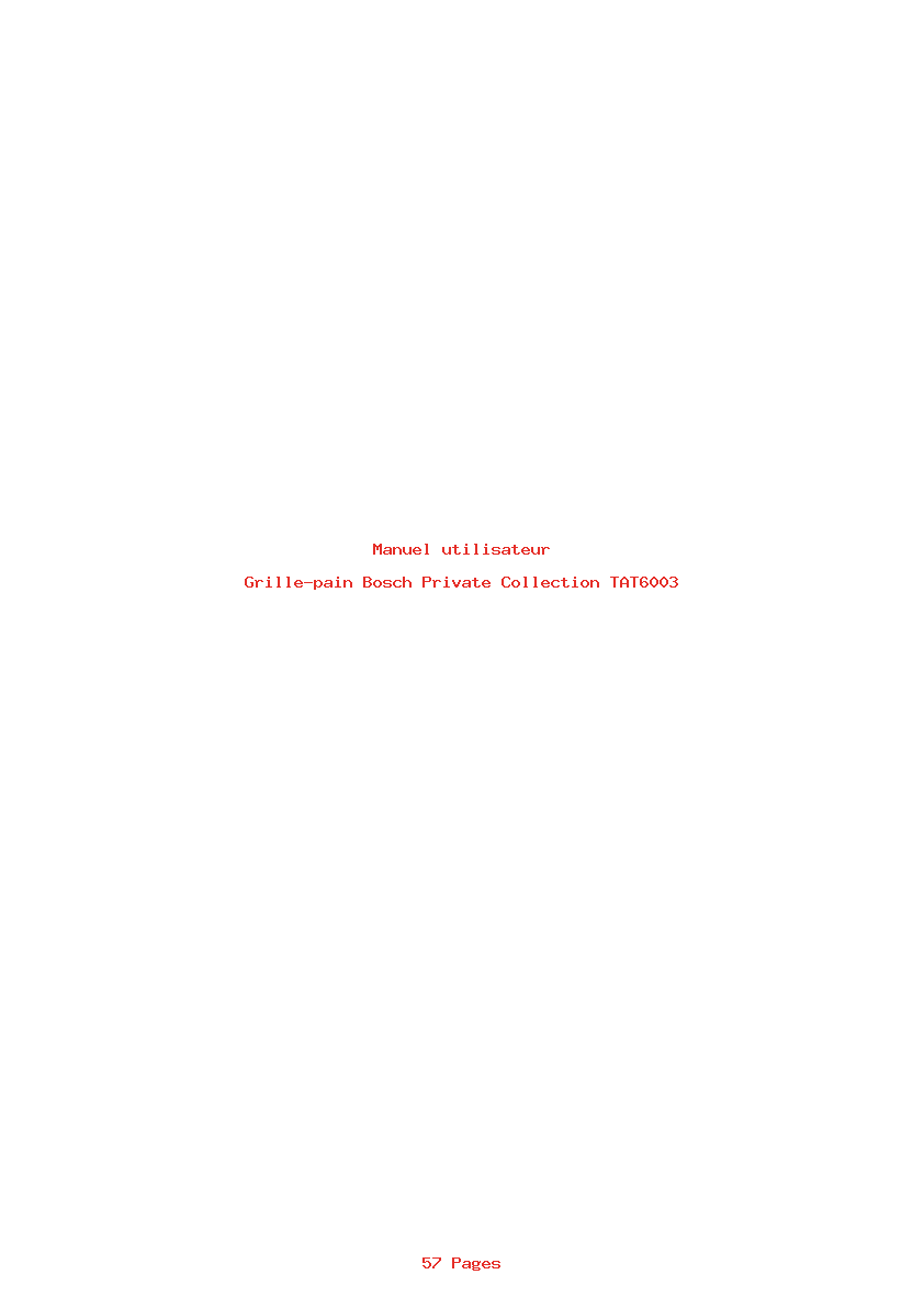 Page 1 de la notice Manuel utilisateur Bosch Private Collection TAT6003