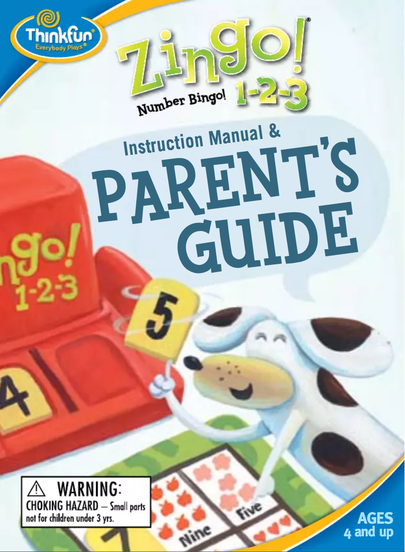 Page 1 de la notice Manuel utilisateur ThinkFun Zingo! 1-2-3