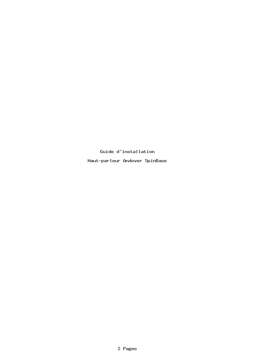Page 1 de la notice Guide d'installation Andover SpinBase