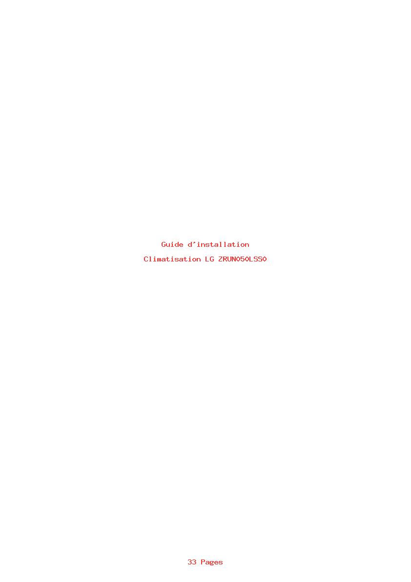 Page 1 de la notice Guide d'installation LG ZRUN050LSS0