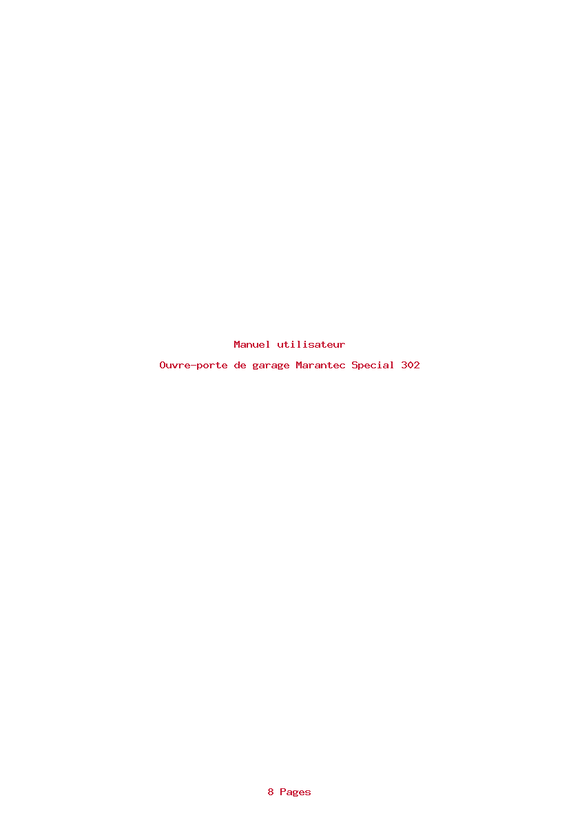Page 1 de la notice Manuel utilisateur Marantec Special 302
