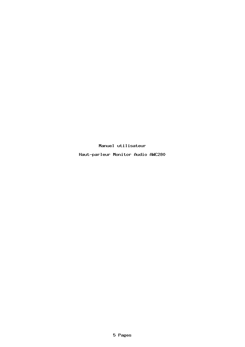 Page 1 de la notice Manuel utilisateur Monitor Audio AWC280