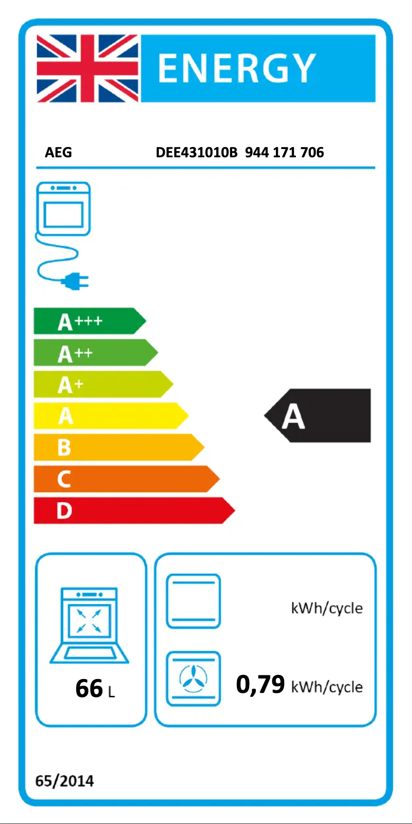 Page 1 de la notice Label énergétique AEG DEE431010B