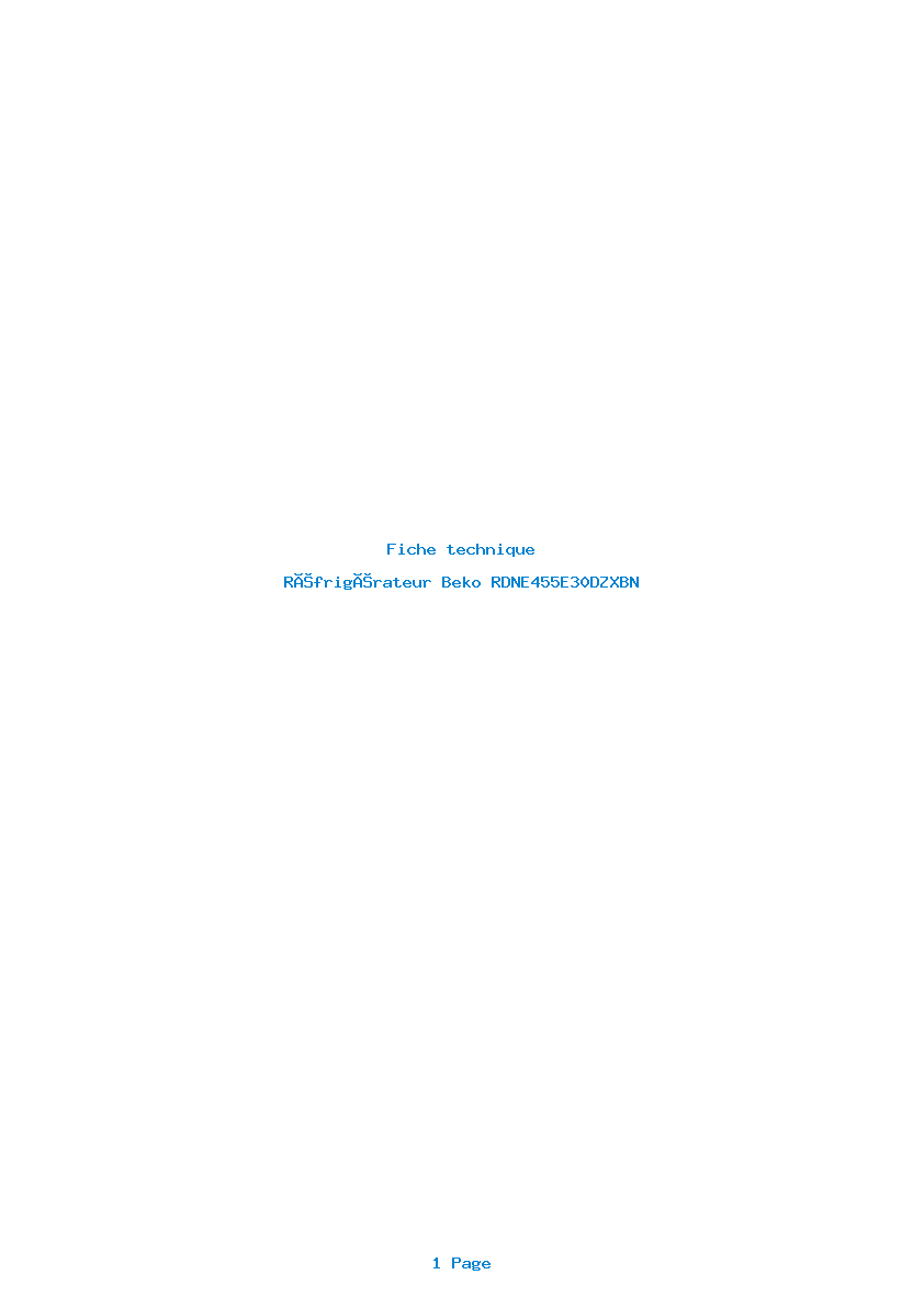 Page 1 de la notice Fiche technique Beko RDNE455E30DZXBN