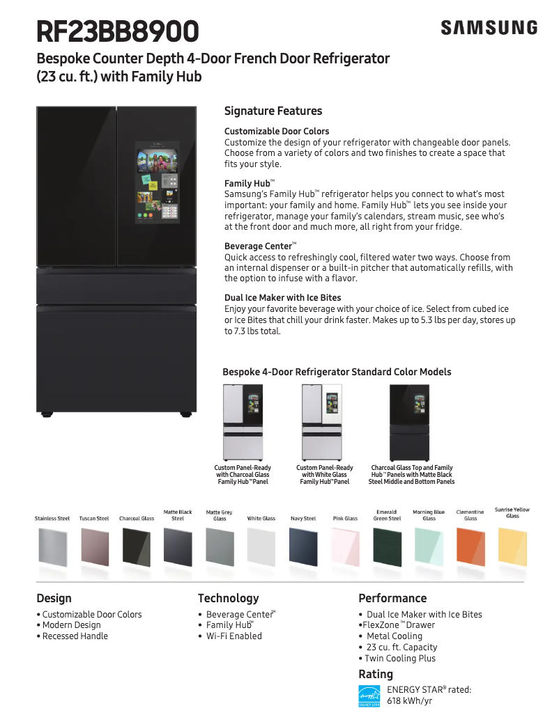 Página 1 del manual Ficha técnica Samsung RF23BB89008M