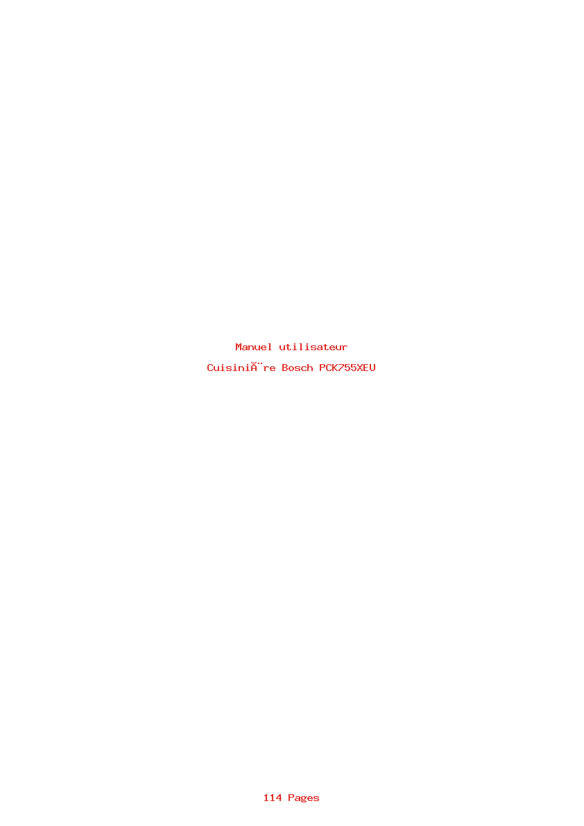Page 1 de la notice Manuel utilisateur Bosch PCK755XEU