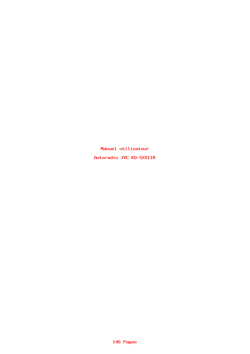 Page 1 de la notice Manuel utilisateur JVC KD-SX911R