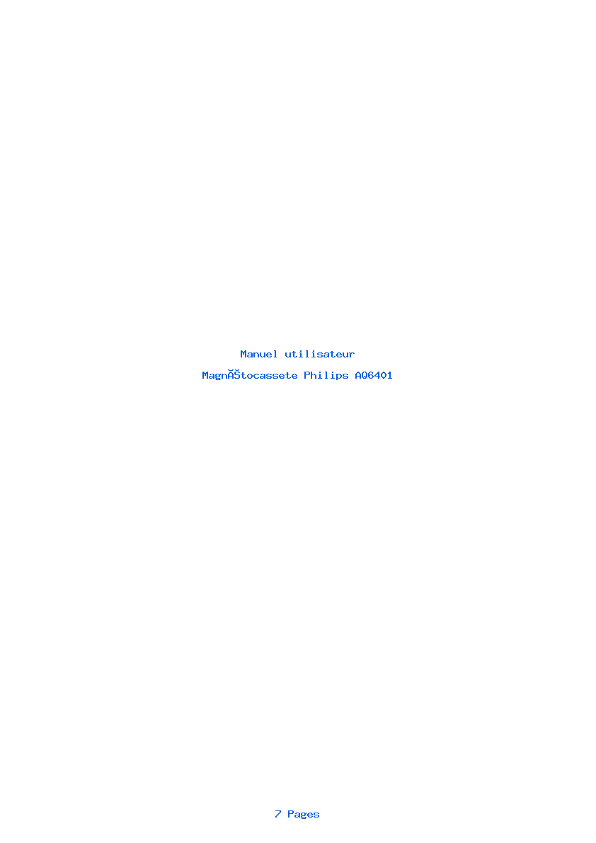 Page 1 de la notice Manuel utilisateur Philips AQ6401