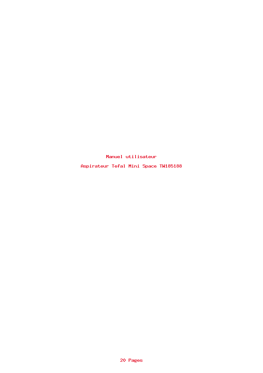 Page 1 de la notice Manuel utilisateur Tefal Mini Space TW185188