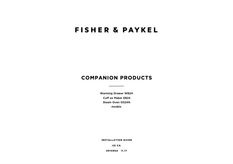 Page 1 de la notice Guide de démarrage rapide Fisher & Paykel EB24DSXB1
