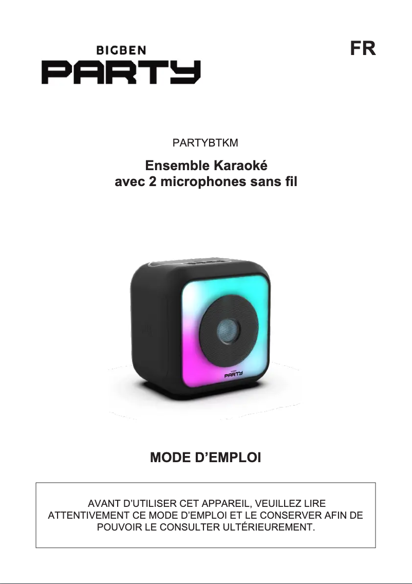 Page 1 de la notice Manuel utilisateur Bigben PARTYBTKML