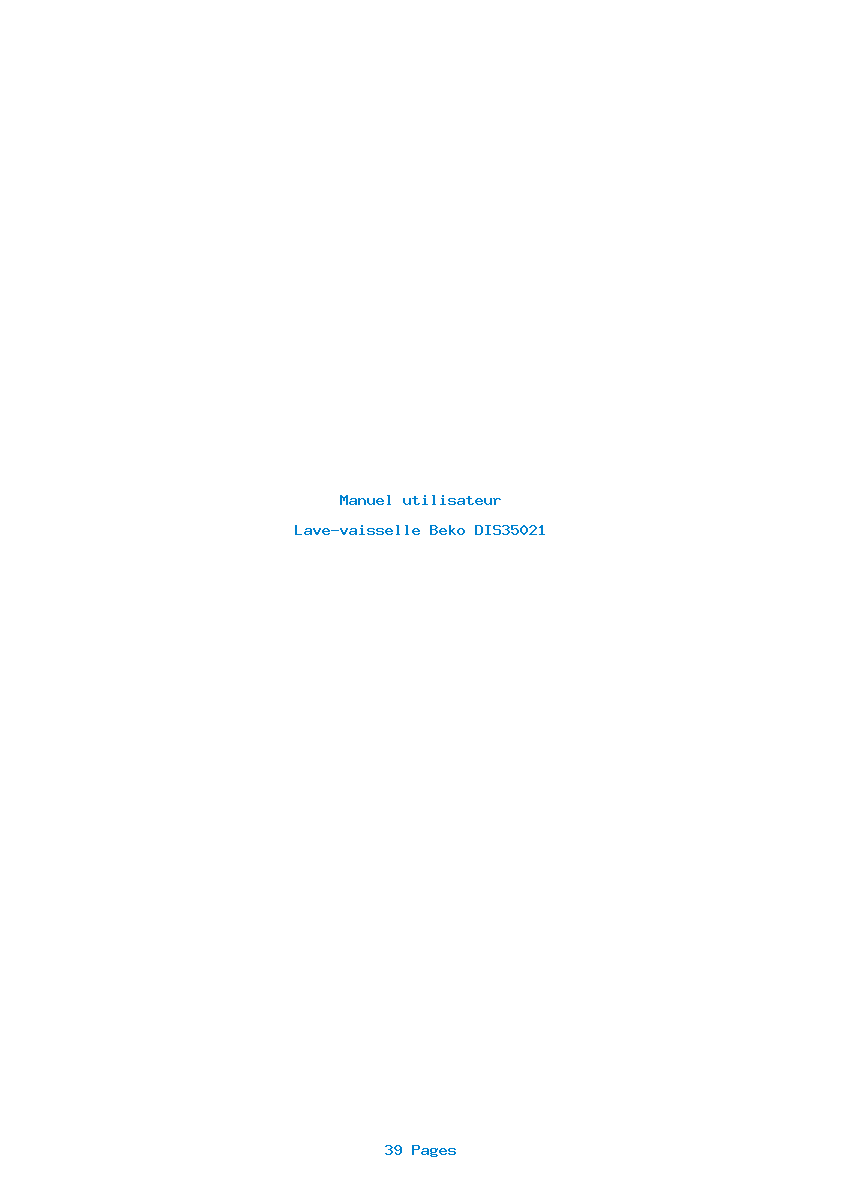 Page 1 de la notice Manuel utilisateur Beko DIS35021