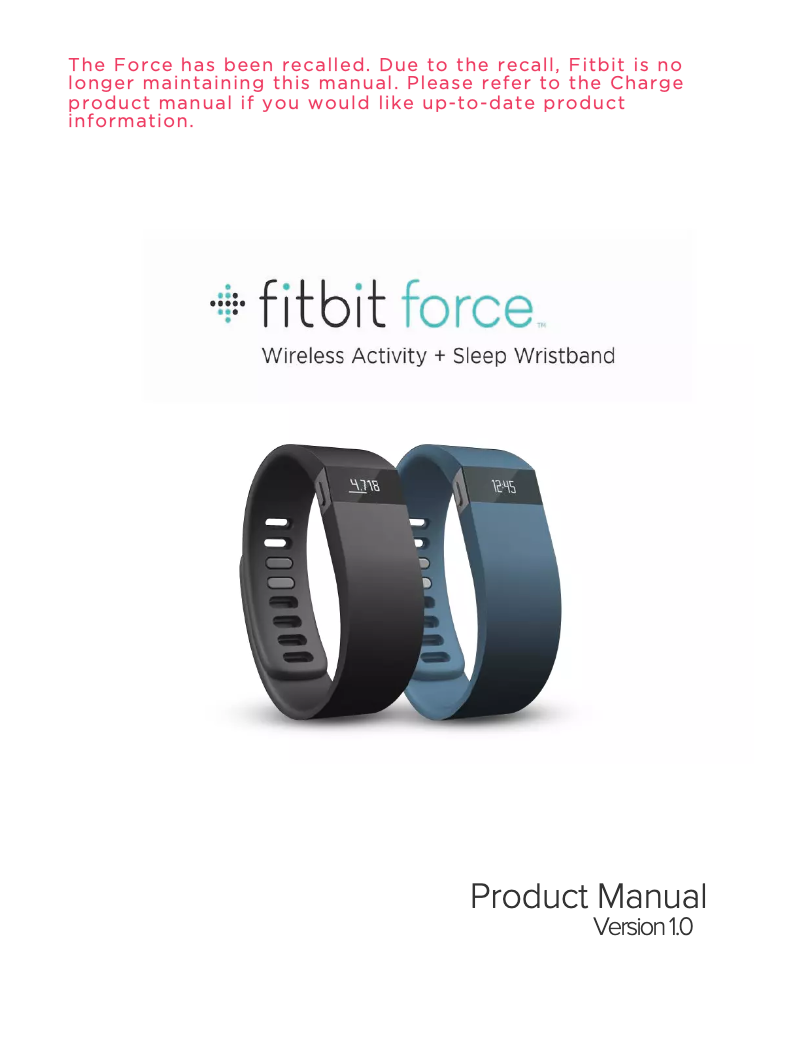Page 1 of the manual User Manual Fitbit Force