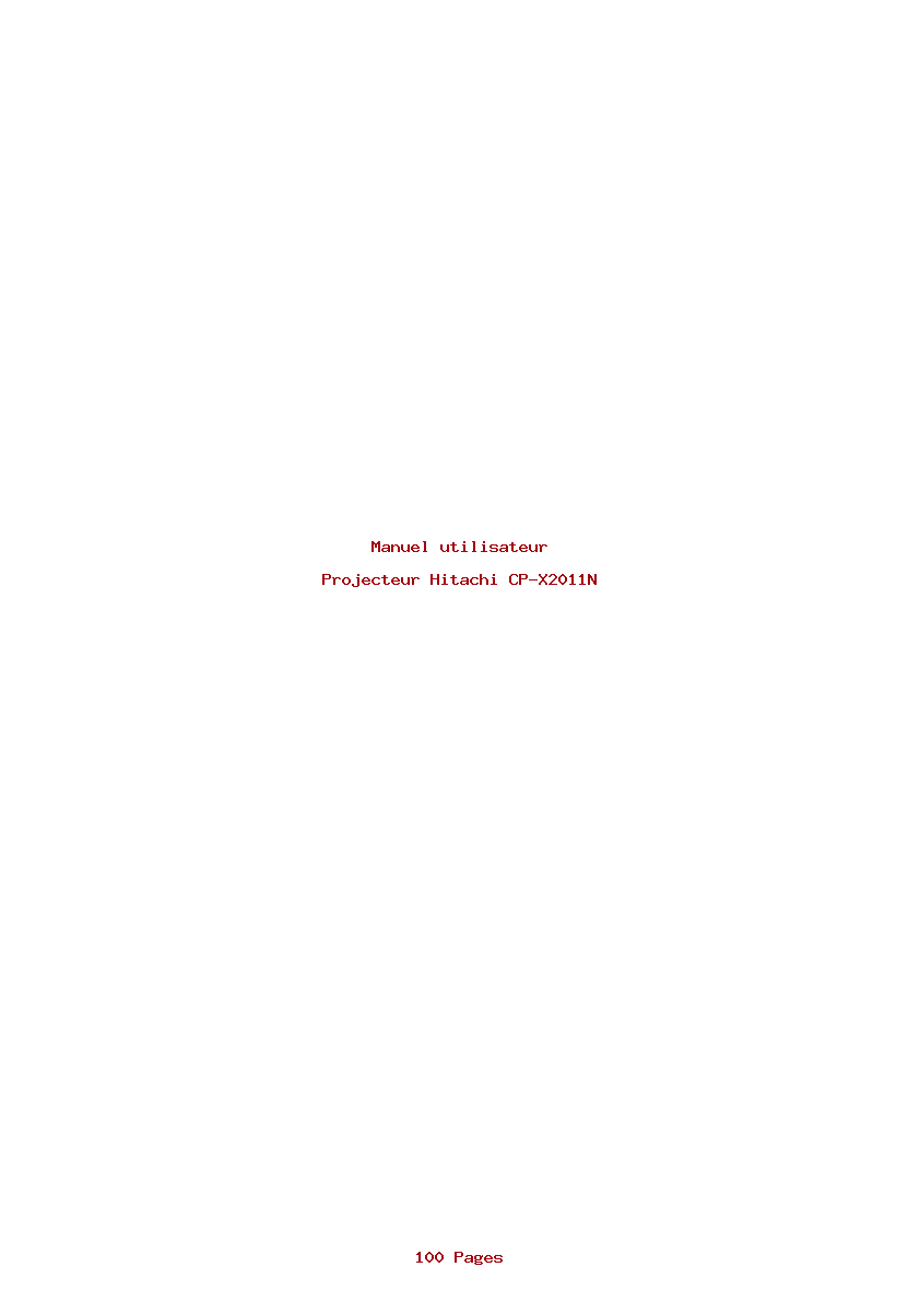 Page 1 de la notice Manuel utilisateur Hitachi CP-X2011N