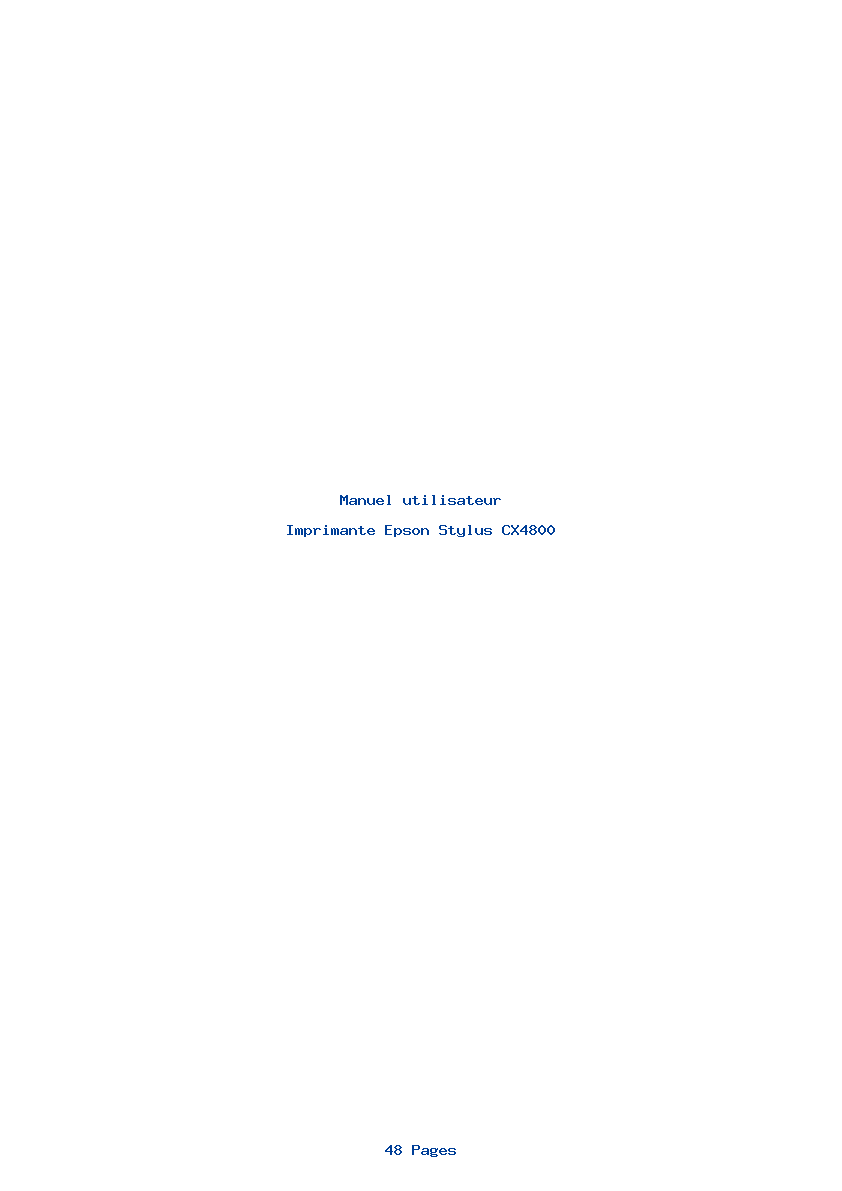 Page 1 de la notice Manuel utilisateur Epson Stylus CX4800